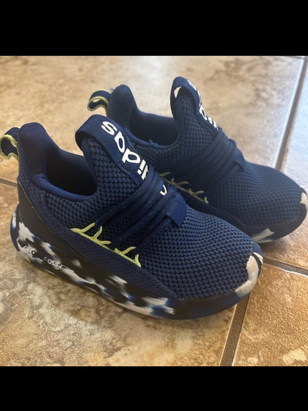 Adidas Lite Racer Adapt 7.0 Toddler Boys Shoes Navy Camo Mesh Slip-On